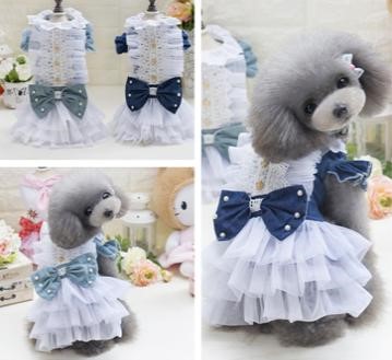 Pet Girl Court Wind Denim Jean Dress E7-2 (XS)